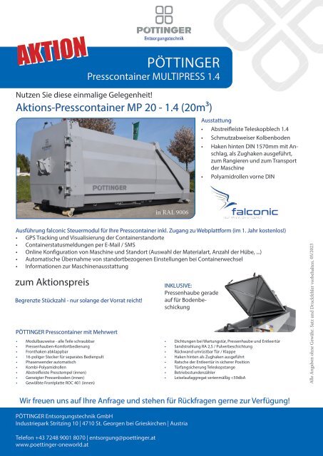 Aktions-Presscontainer MP 20 - 1.4 (20 m³) DE