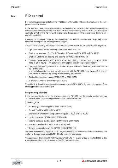 RE10TC Temperature Control Module Operating manual