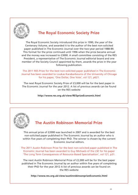 The Austin Robinson Memorial Prize - Royal Economic Society