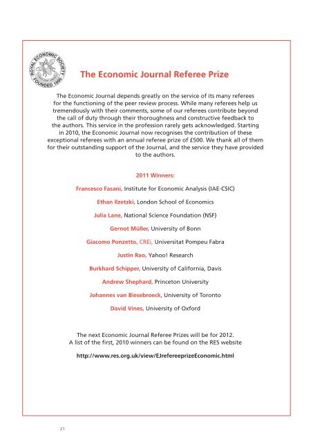 The Austin Robinson Memorial Prize - Royal Economic Society