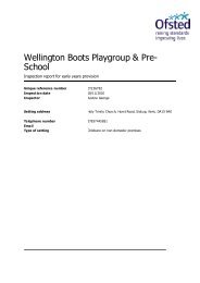 Wellington Boots Playgroup & Pre- School - Ofsted