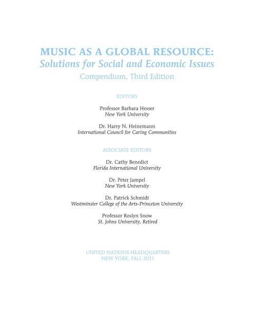 Music as a Global Resource: - International Council for Caring ...