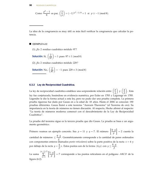 Introducción a la teoría de números. Ejemplos y - TEC-Digital