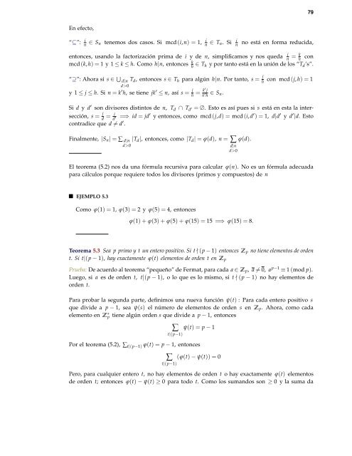 Introducción a la teoría de números. Ejemplos y - TEC-Digital