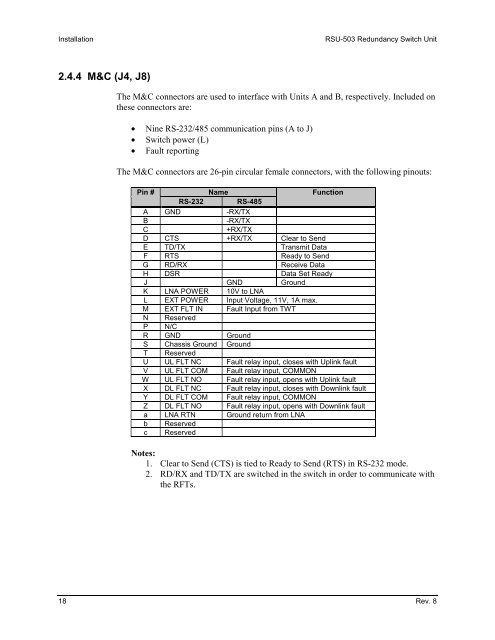 RSU-503 Redundancy Switch Unit Installation ... - Comtech EF Data