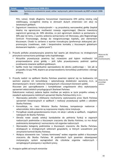 Raport z pracy Ministerstwa Skarbu Państwa 2007‐2011