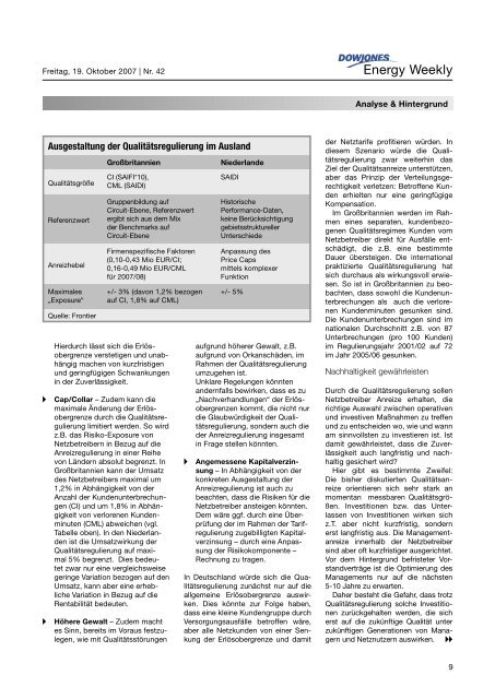 Qualitätsregulierung für Energieverteiler (Teil 1) - Frontier Economics