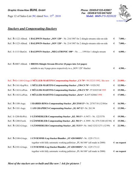 SALES-LIST (W) - Graphic Know-How BUHL GmbH