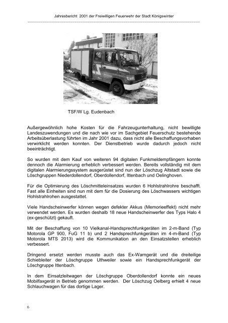 Kurzfassung Jahresbericht 2001 - Feuerwehr Königswinter