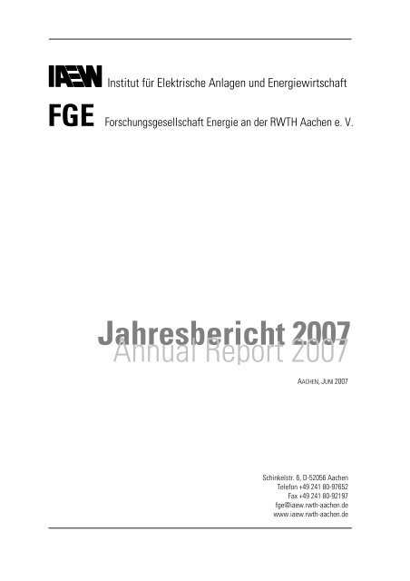 Jahresbericht 2007 - FGE - RWTH Aachen University