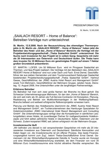 SAALACH RESORT – Home of Balance - Die THEBA Saalachtal ...