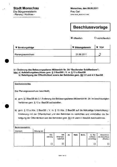 Bebauungsplan Mützenich Nr. 3 A - Monschau