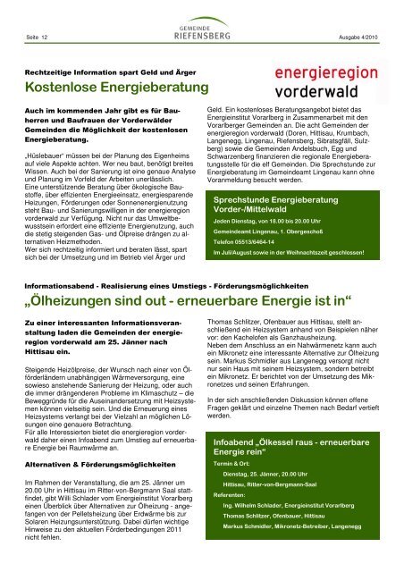 Ausgabe 4/2010 - Riefensberg