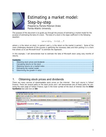 Estimating a market model: Step-by-step - it-educ.jmu.edu