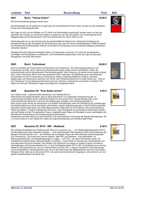 Artikelkatalog webshop - Attac Deutschland