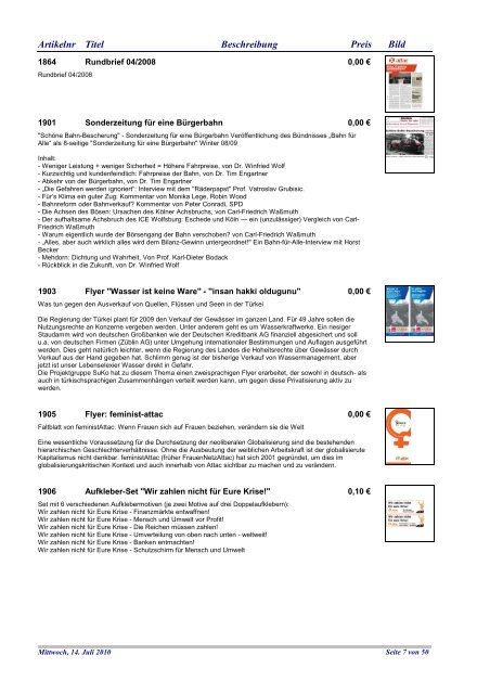 Artikelkatalog webshop - Attac Deutschland