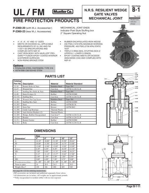 UL / FM B-1 - Mueller Co.