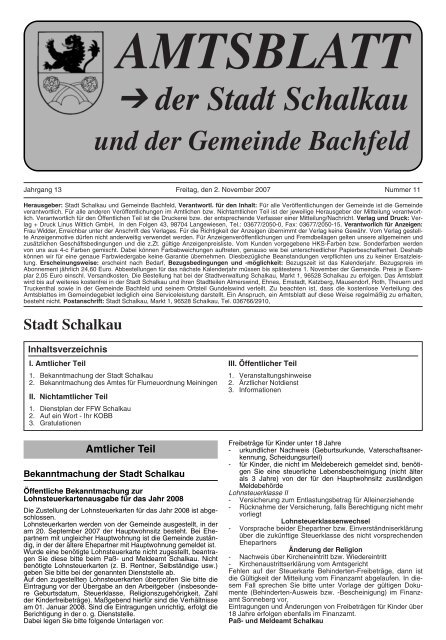 Gemeinde Bachfeld - Stadt Schalkau