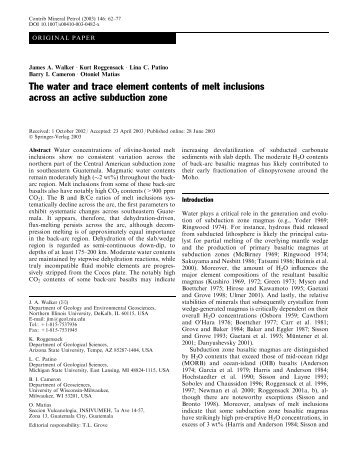 The water and trace element contents of melt - Department of ...