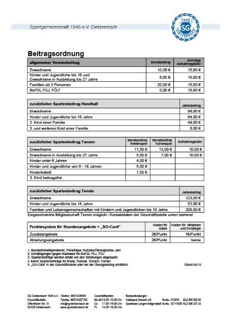 Termine – Termine – Termine – Termine - SG DIETZENBACH