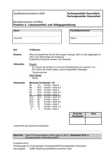 Position 2: Lebensumfeld- und Alltagsgestaltung