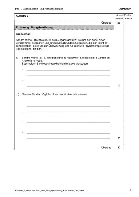 Position 2: Lebensumfeld- und Alltagsgestaltung