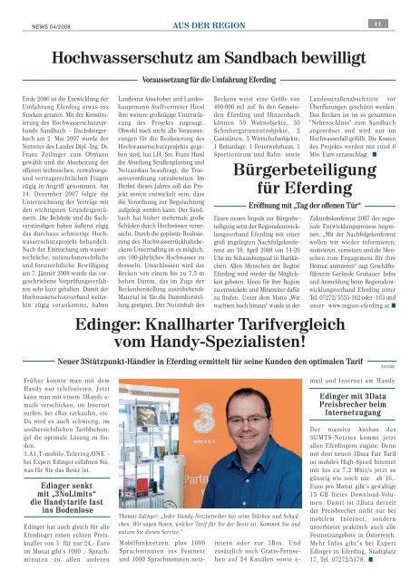 Hochwasserschutz für Eferding und Hinzenbach ... - NEWS-ONLINE.at