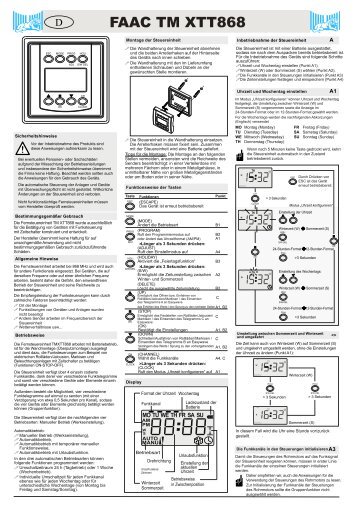 FAAC TM XTT868 - FAAC Servicecenter Österreich