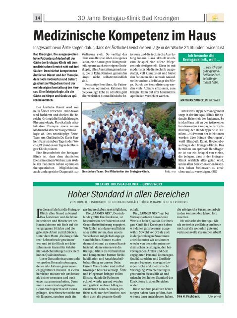 30 Jahre Jubiläumszeitung - Breisgau - Klinik