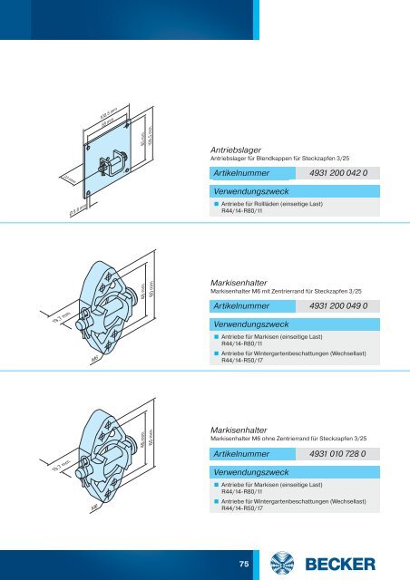 Wandlager und Markisenhalter - BECKER Antriebe Objektportal