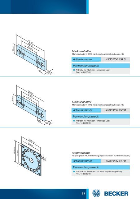 Wandlager und Markisenhalter - BECKER Antriebe Objektportal