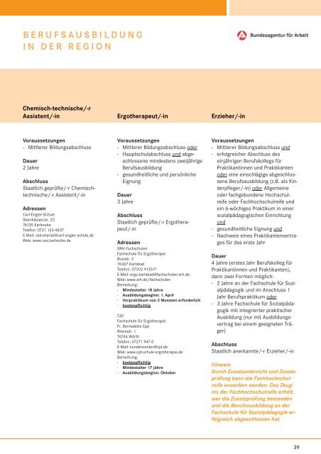 berufsausbildung in der region - Bundesagentur für Arbeit