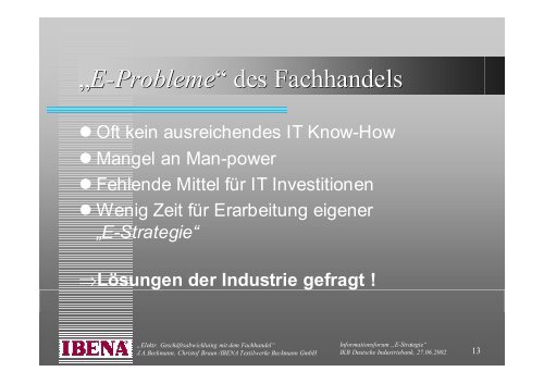 Informationsforum „E-Strategie in der Textilindustrie“ - ZiTex