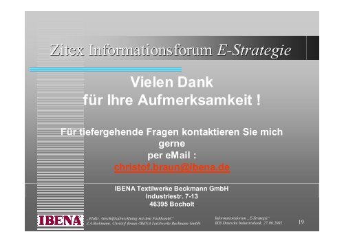 Informationsforum „E-Strategie in der Textilindustrie“ - ZiTex