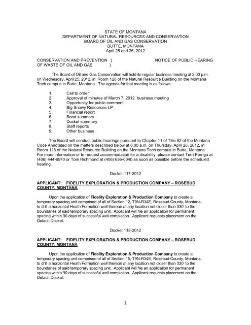 Docket 468-2006 - Montana Board of Oil and Gas