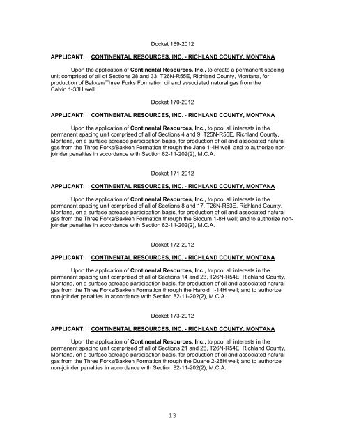 Docket 468-2006 - Montana Board of Oil and Gas