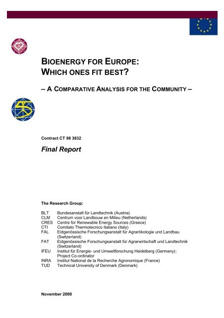 BIOENERGY FOR EUROPE: WHICH ONES FIT BEST?