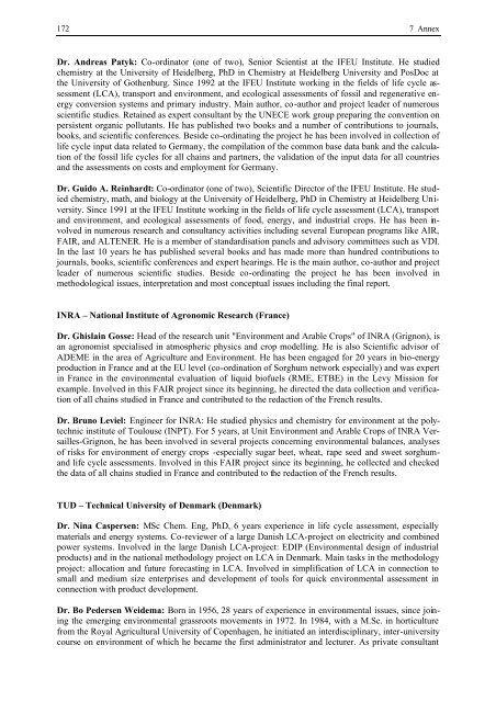 BIOENERGY FOR EUROPE: WHICH ONES FIT BEST?