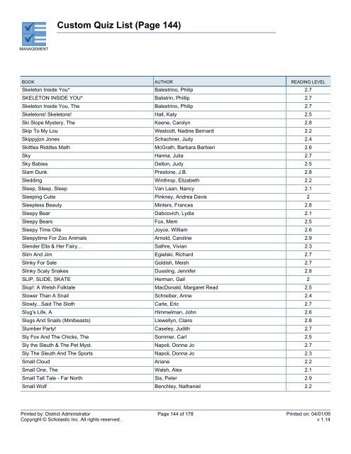 Custom Quiz List - West Clark Community Schools