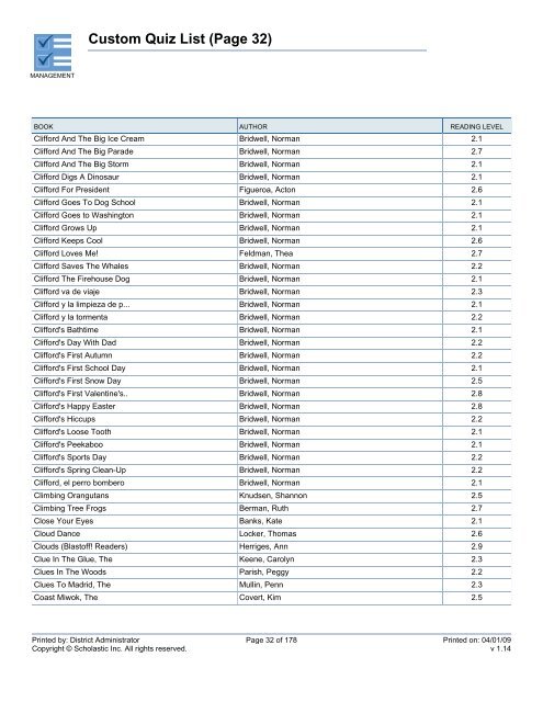 Custom Quiz List - West Clark Community Schools