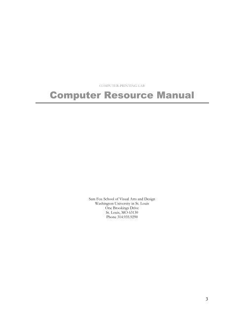 Computer Resource Manual - Sam Fox School - Washington ...