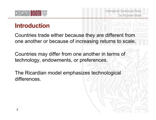 Trade and Technology: The Ricardian Model - Faculty