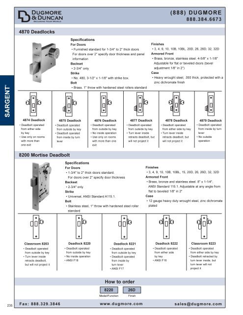 SARGENT® - Dugmore.com