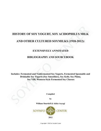 history of soy yogurt, soy acidophilus milk and other ... - SoyInfo Center