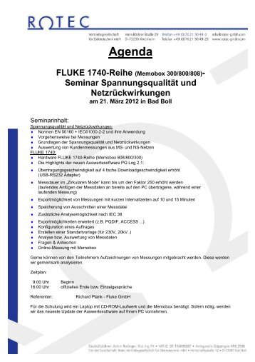 Seminar Spannungsqualität und Netzrückwirkungen - Rotec GmbH