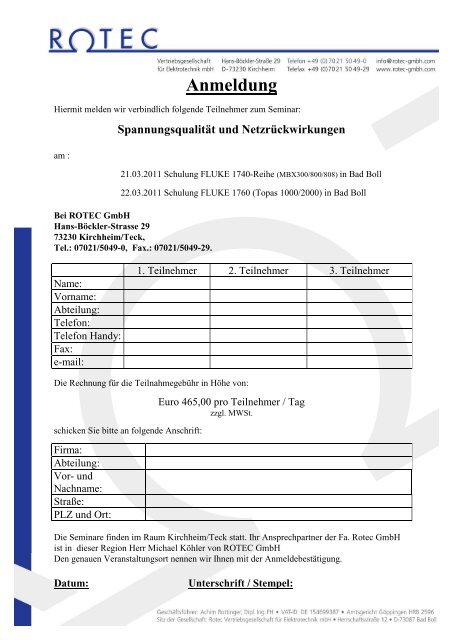 Seminar Spannungsqualität und Netzrückwirkungen - Rotec GmbH