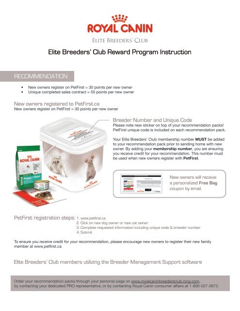 Elite Breeders' Club Reward Program Instruction - Royal Canin ...