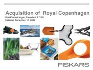 Acquisition of Royal Copenhagen - Fiskars