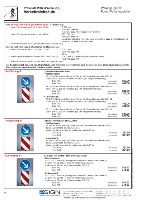 Verkehrsleitsäule - Absperrtechnik24.de