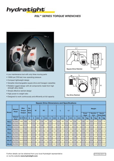 Hydratight Rsl2 Torque Chart